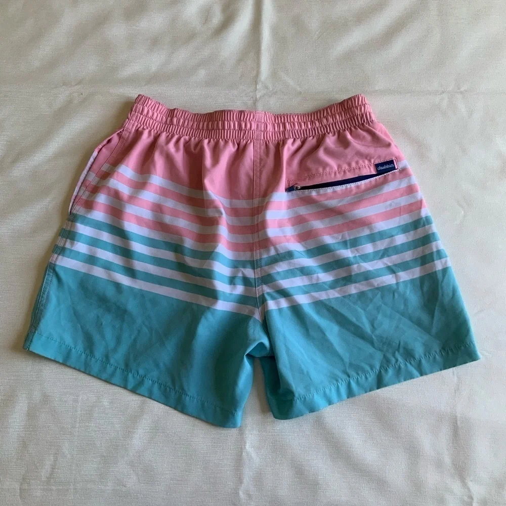Chubbies Pink and Blue Striped Athletic Shorts